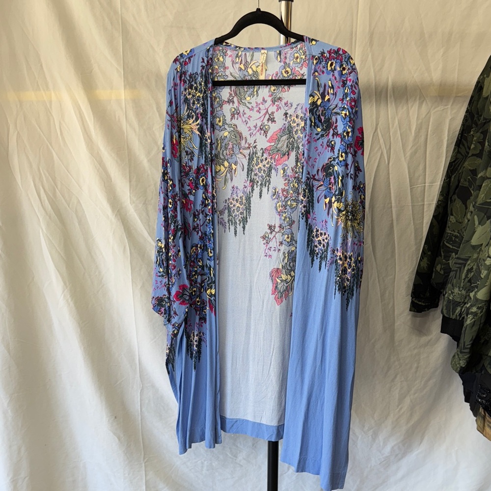 Free People Blue Floral Kimono Top